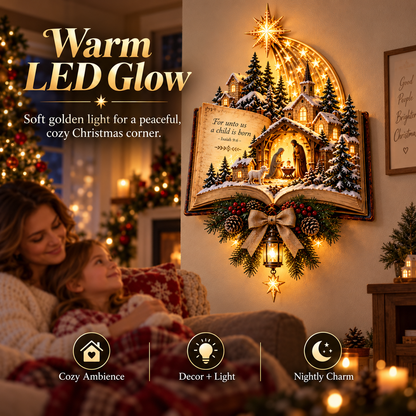 ✨Last Day 49% OFF✨✝️ A Story That Still Shines – Lighted Nativity Christmas Wall Decor✨🎄