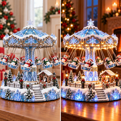 🎄 Christmas Sale 50% Off! 🐧 Penguin Winter Swing Carnival – Light-up Rotating Christmas Decoration ❄️✨
