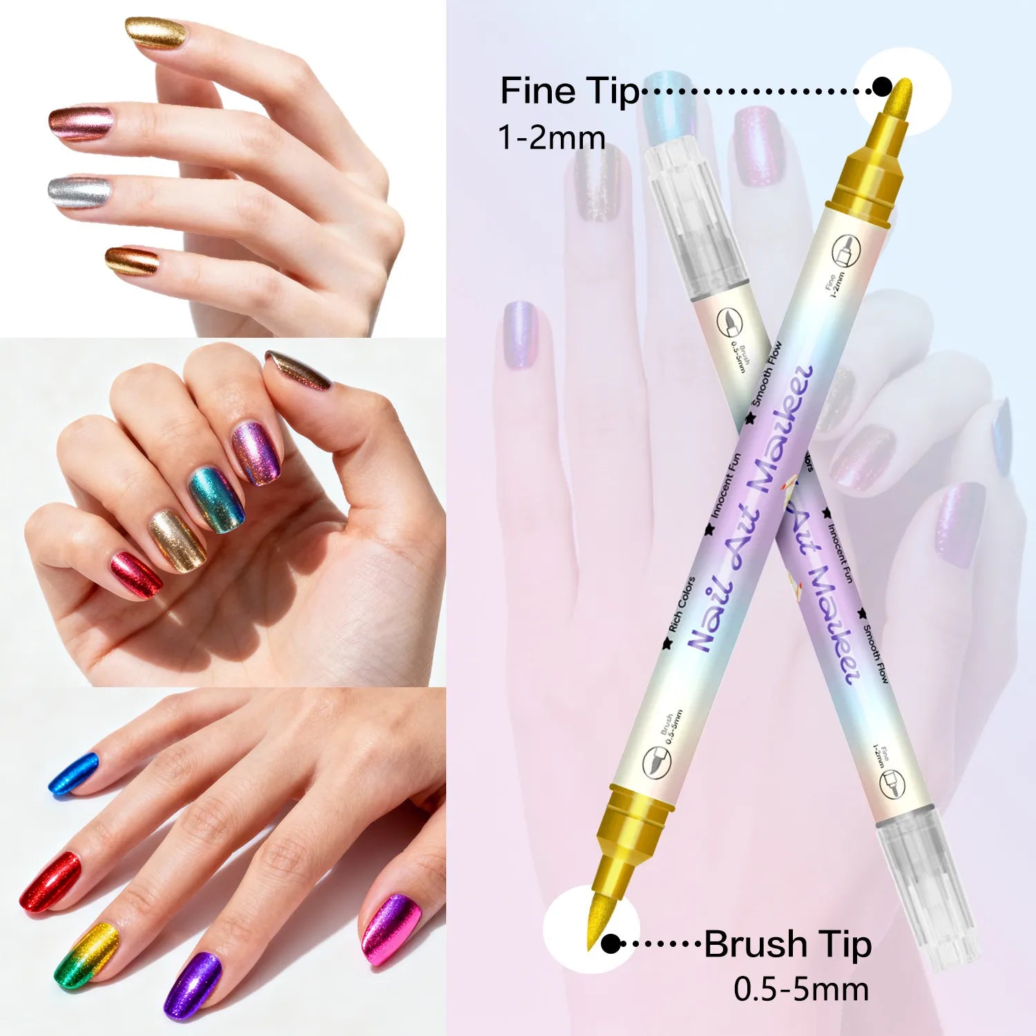 12/24 Colors Nail Art Marker – DIY 3D Markers for Drawing, Dotting & Manicure