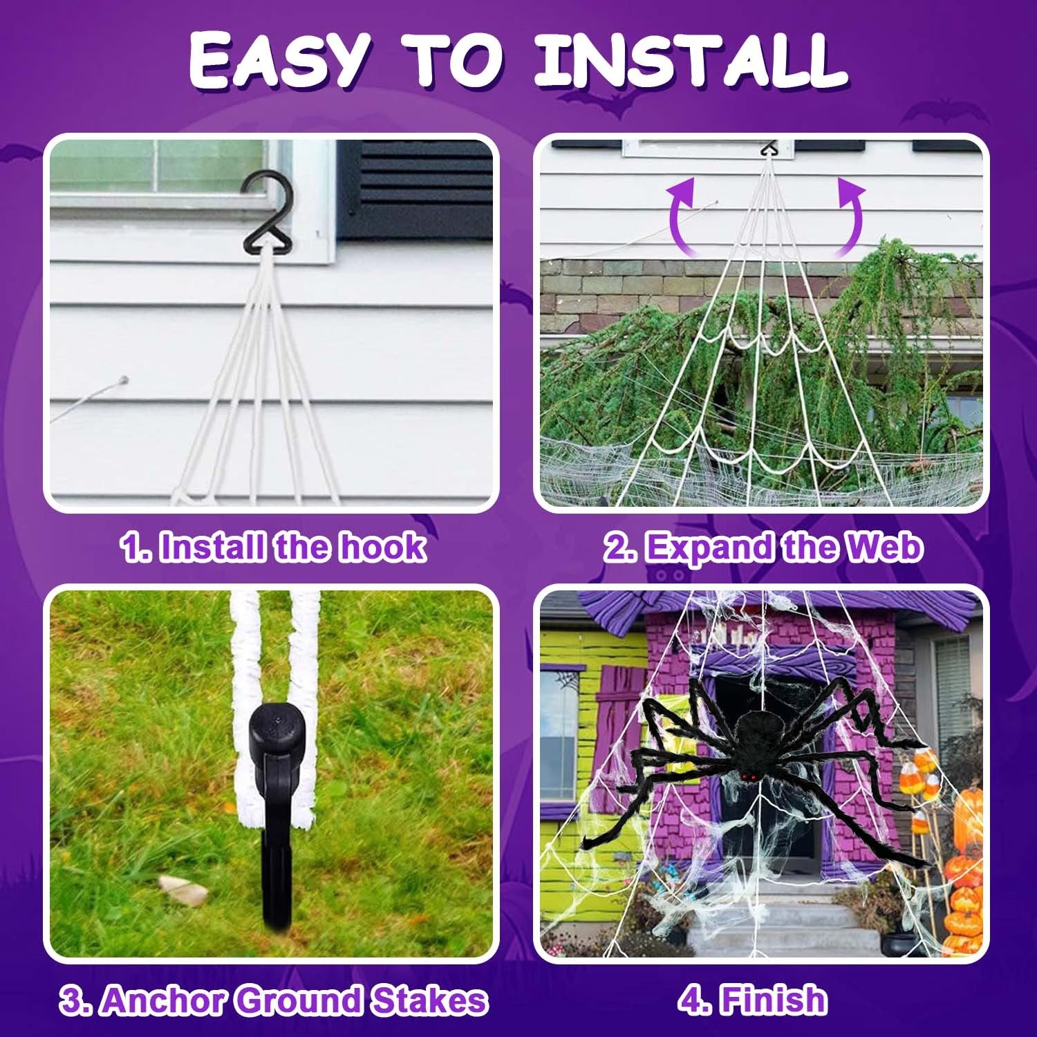 Halloween spider web installation