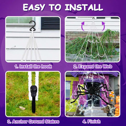 16.4FT Halloween Spider Web Lights Set