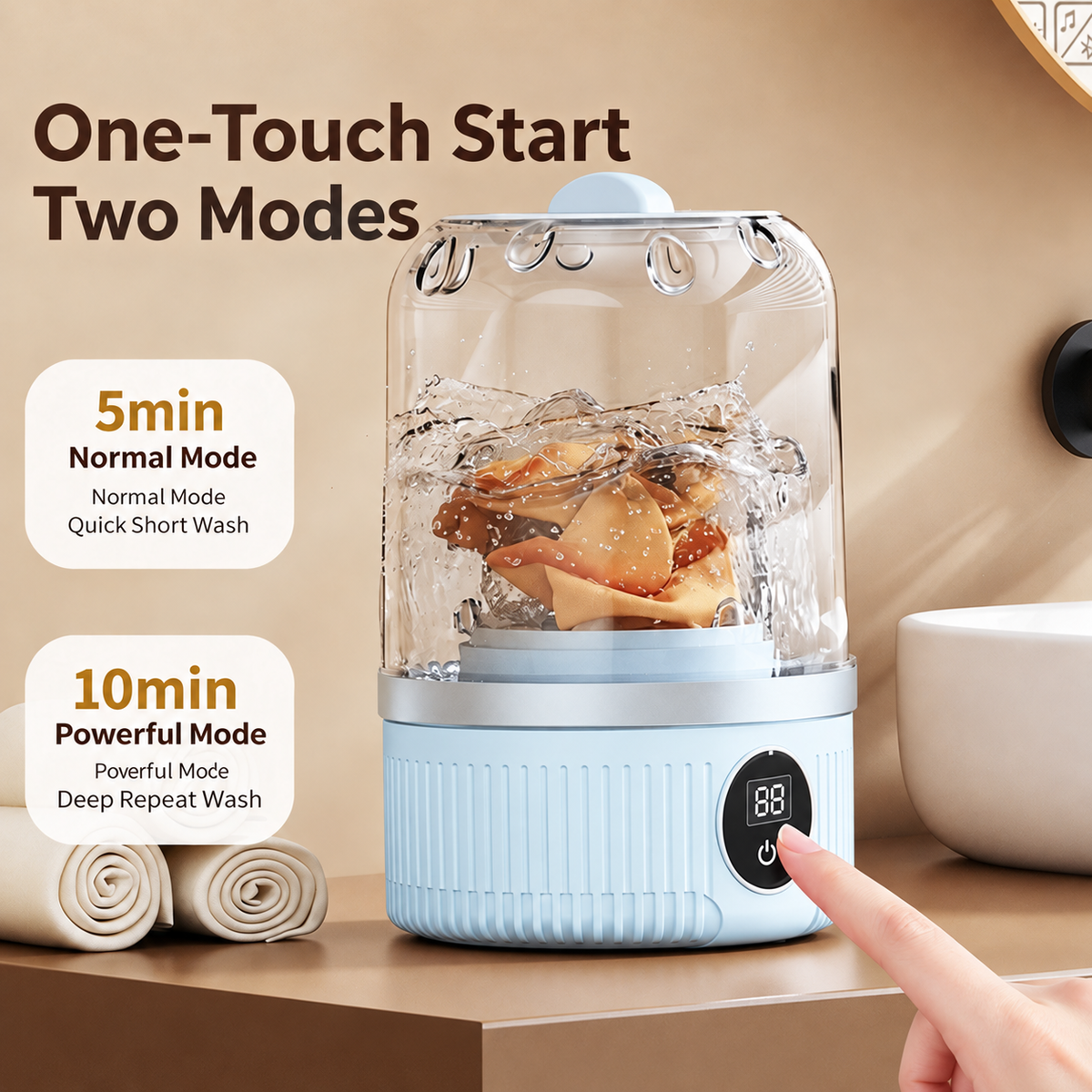 ✈️ Travel Mini Laundry Washer with USB-C Charging