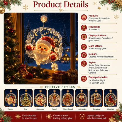 ✈️Last Day 50% OFF✨🎄Lighted Christmas Window Decoration with Suction Cup | Warm LED Window Light with Double-Layer Design & Multiple Festive Styles ✨