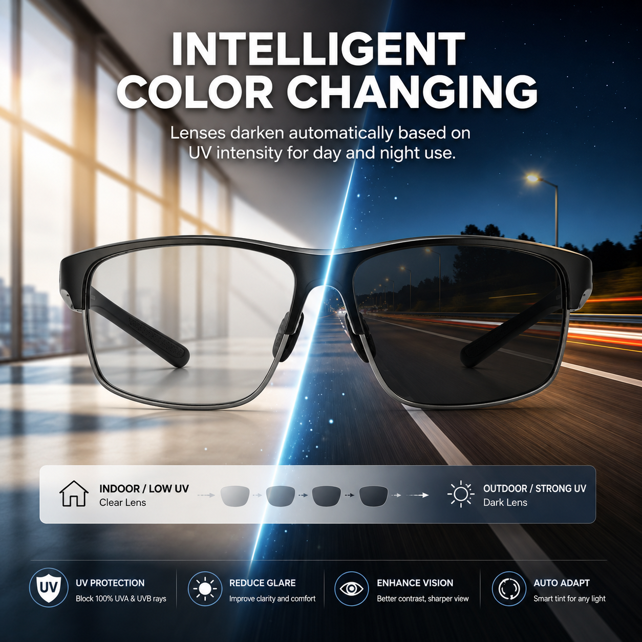 🎉2026 Hot Sale🎁New-Photochromic Sunglasses with Anti-glare Polarized Lens