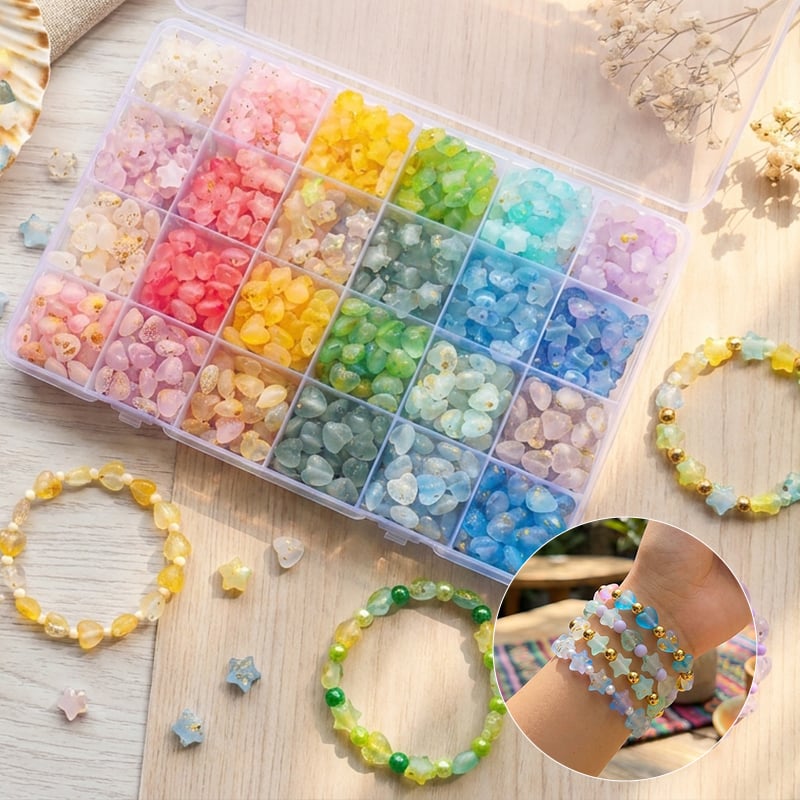 DIY Star & Heart Bracelet Beads Kit – Colorful Jewelry Making Set