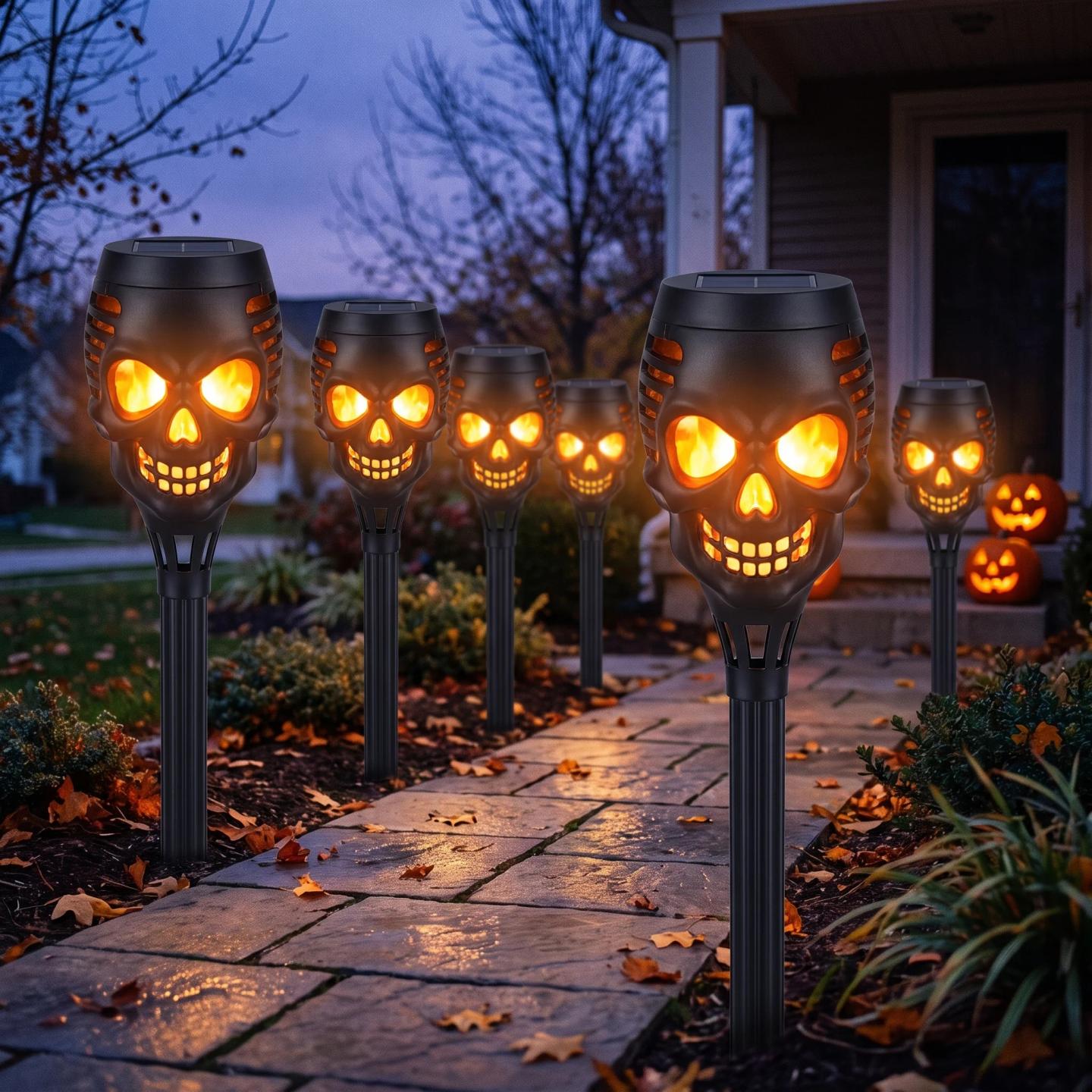 💀🔥Oferta Anticipada de Halloween 49% DE DESCUENTO - Luces Solares de Calaveras de Halloween para Caminos