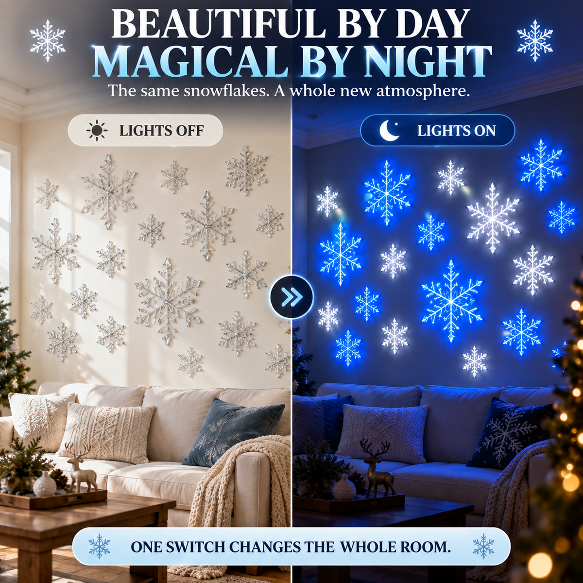 ❄️ LED Snowflake Wall Light Set | Magical Christmas Wall Decor ✨