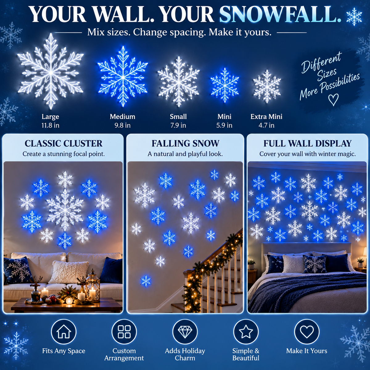 ❄️ LED Snowflake Wall Light Set | Magical Christmas Wall Decor ✨