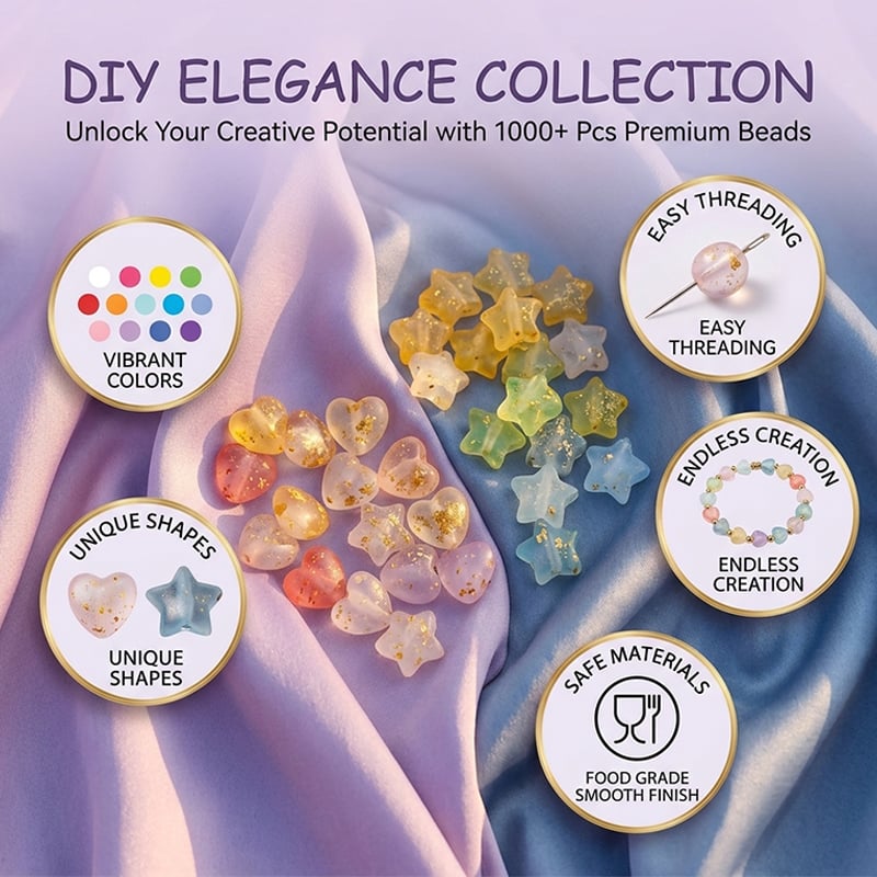 DIY Star & Heart Bracelet Beads Kit – Colorful Jewelry Making Set