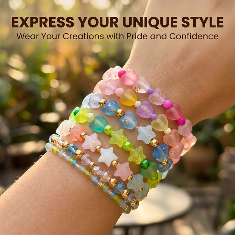 DIY Star & Heart Bracelet Beads Kit – Colorful Jewelry Making Set