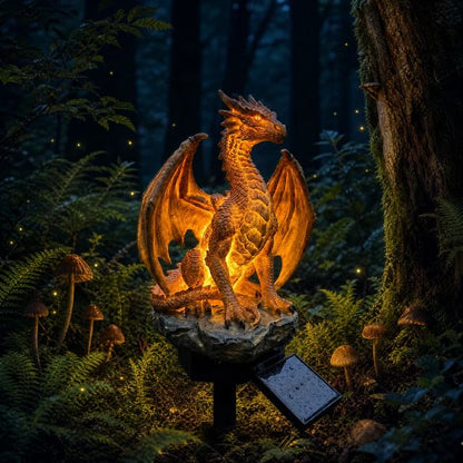 🔥LAST DAY 50% OFF✨Solar Dragon Garden Statue Light – Golden Ember Fantasy Outdoor Decor