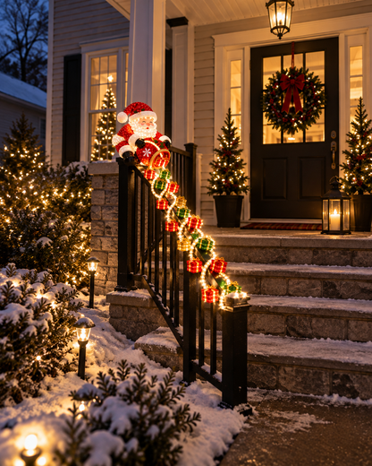 ⚡Santa’s Glowing Cascade: Transform Your Railing Into Christmas Magic🎅✨