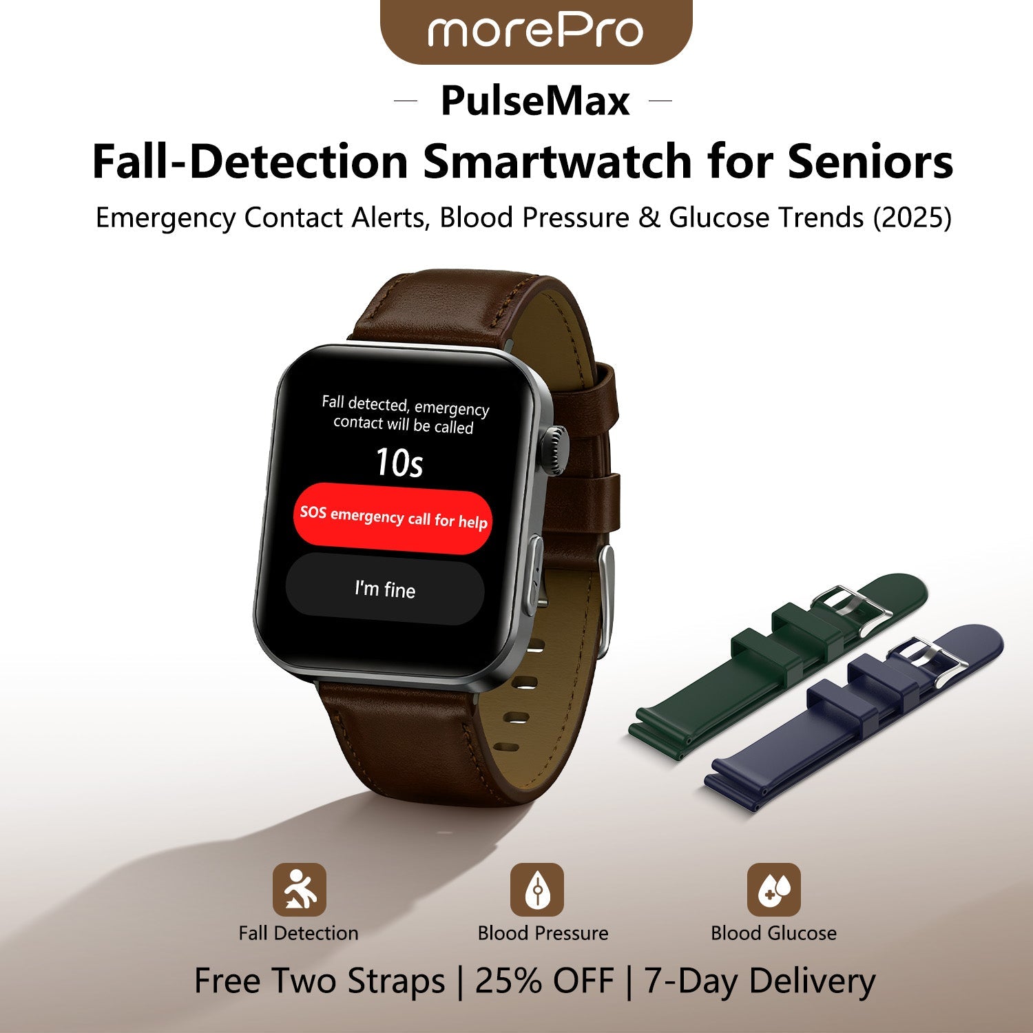 Best Upgrade PulseMax Fall Detection Watch With Blood Glucose+Blood Pressure Monitoring+Calls 2026