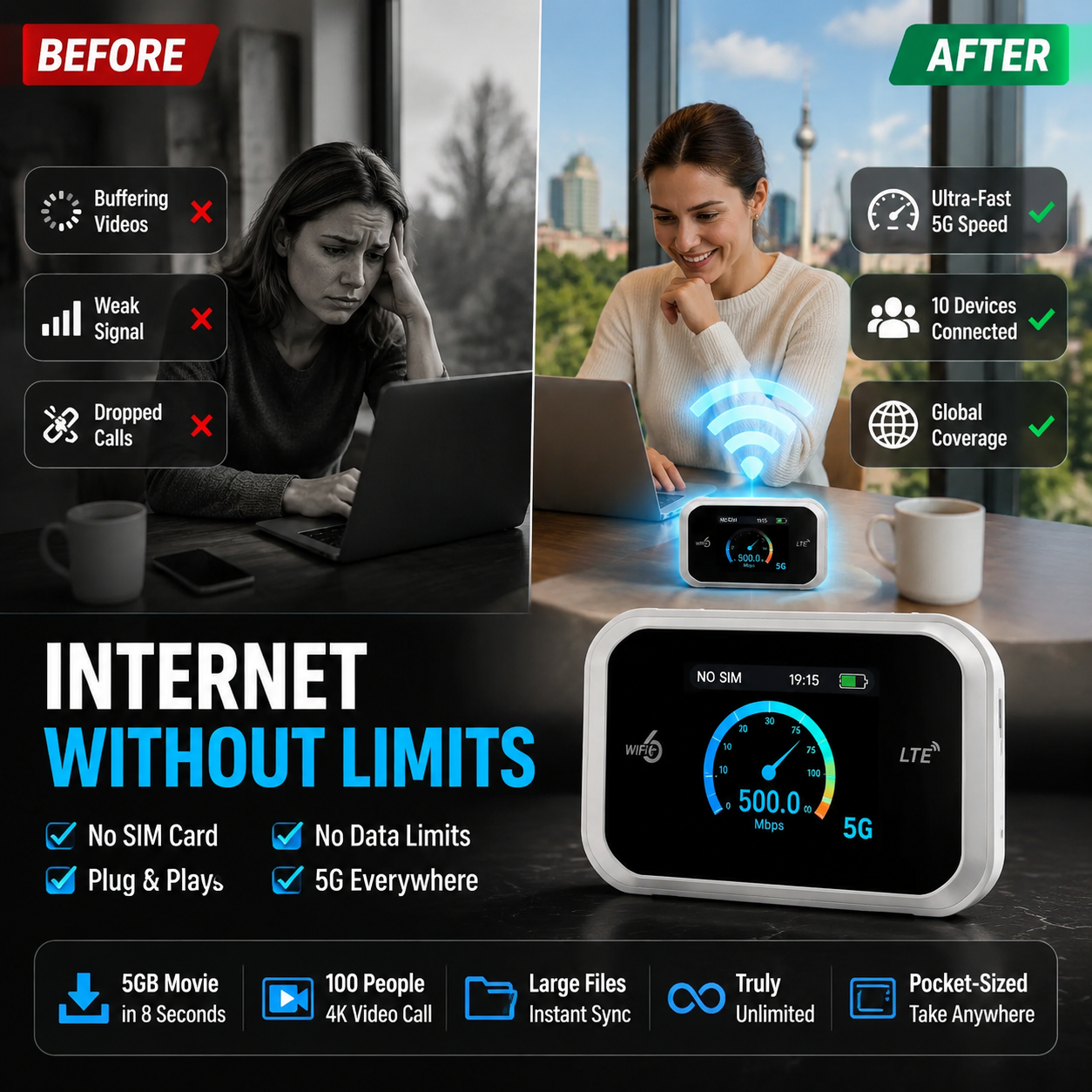🔥50K+ SOLD!⚡50% OFF! 📶Mobile Hotspot – Portable WiFi, full coverage anywhere. No contract, no setup. Stay connected on the go!