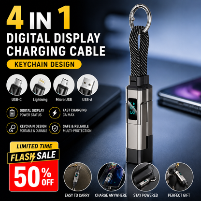 ⏰Limited Time SALE 50% OFF🔥4-in-1 Digital Display Keychain Charging Cable