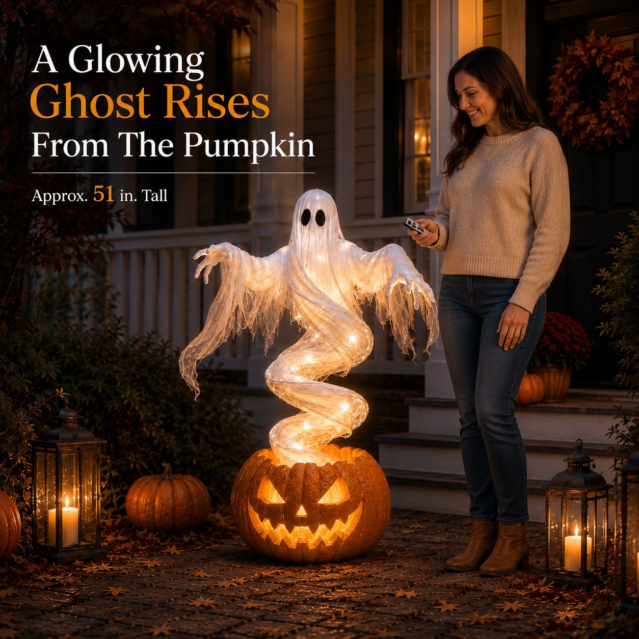 👻Limited Time Promotion🔥 Swirling Ghost Pumpkin Yard Lamp - Free Shipping 🎃