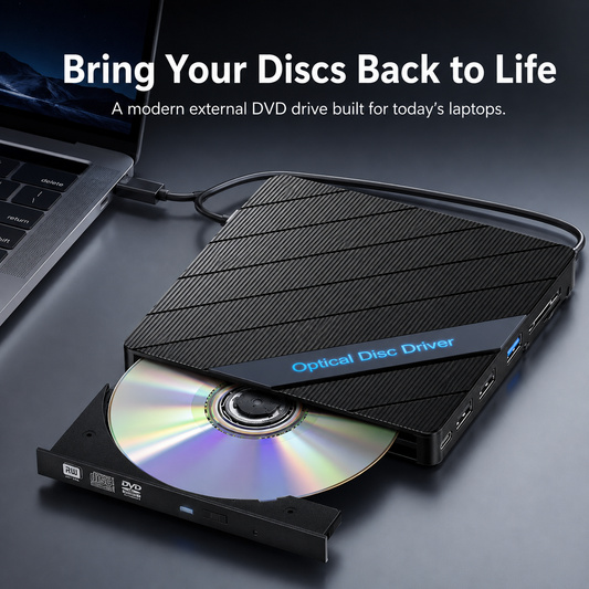 🔥 All-in-One External DVD Drive – Read, Burn, Transfer & Expand Your Laptop Connections