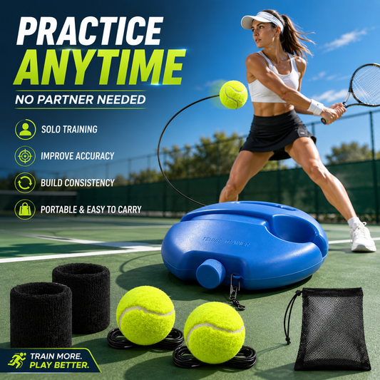 🎾 Dernière Journée -60% ⏰ Ensemble d'entraînement de tennis autonome – Entraînez-vous n'importe quand, pas besoin de partenaire, 3 balles