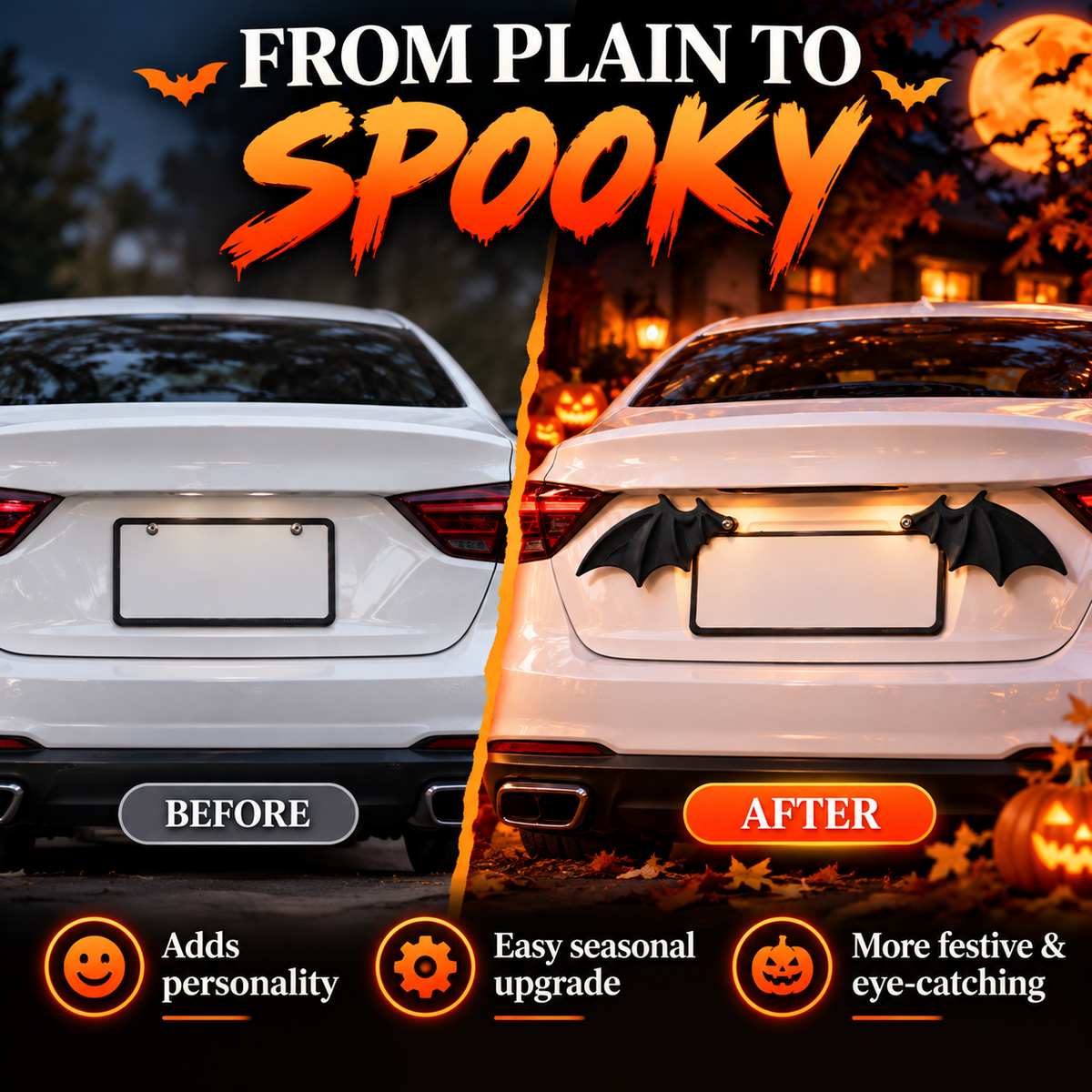 ✨Halloween Bat License Plate Ornament for Car Decoration