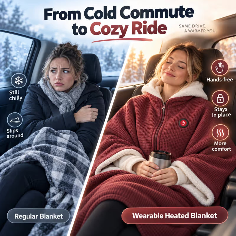 💟8-Zone Wearable Heated Blanket❄️ –  ♨️Cozy Shawl with 3 Heat Levels & USB Power