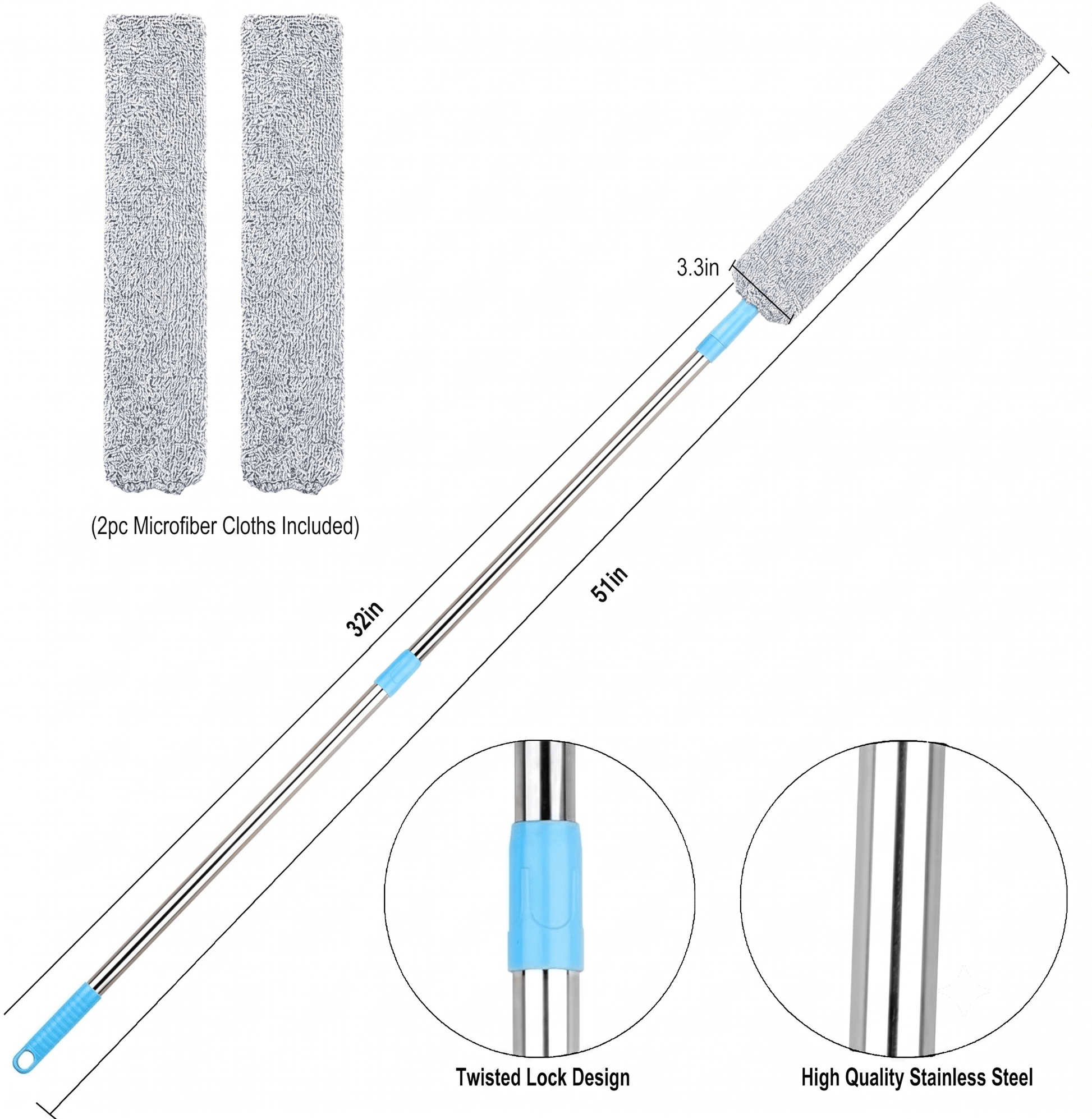 Retractable Gap Dust Cleaner with Long Extension Pole