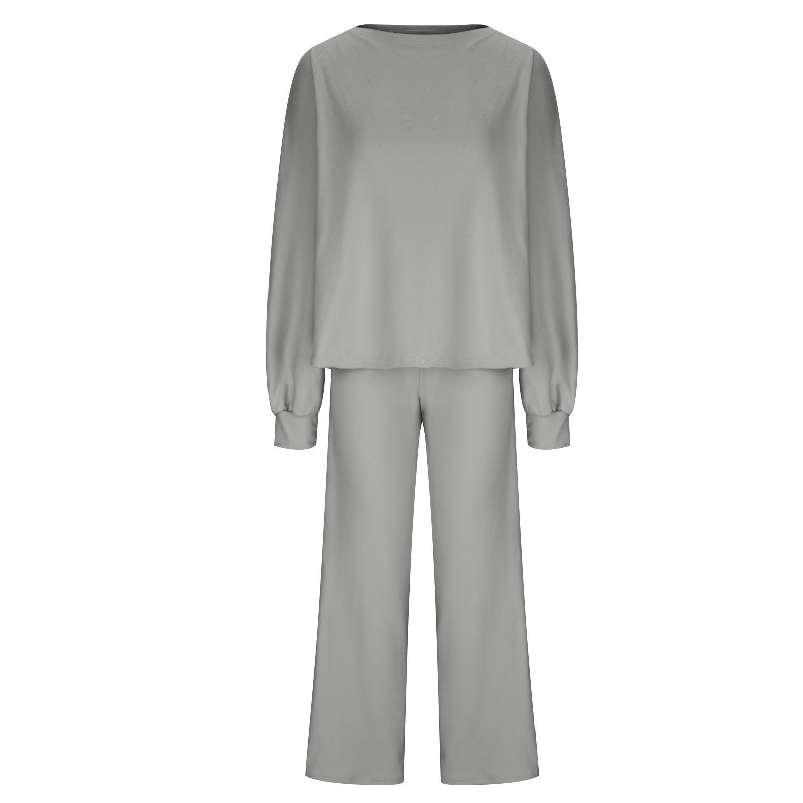 Womens Fall Winter Casual Solid Knitted 2 Piece Sets Long Sleeve Hoodie