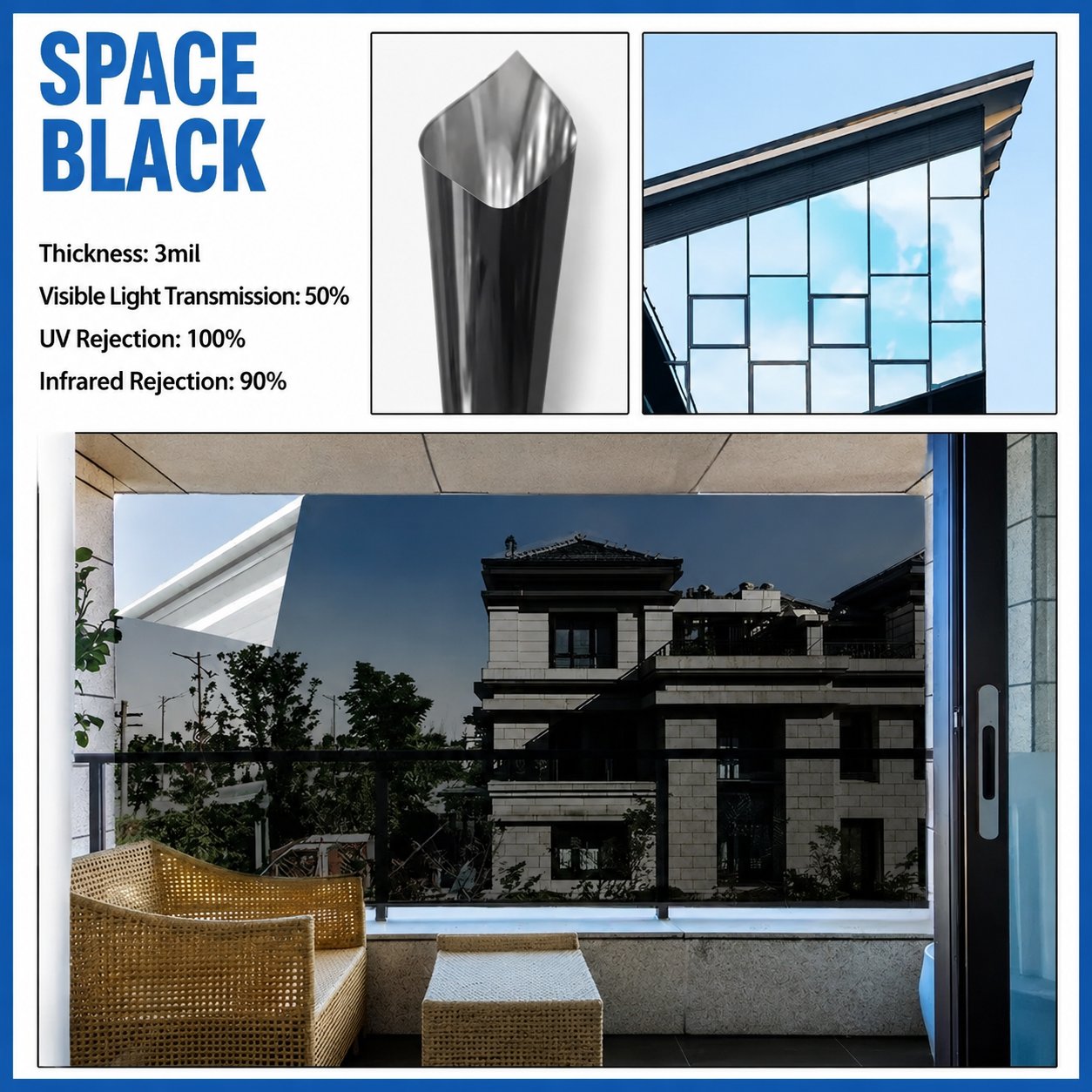 ⏰ Last Day Exclusive 60% OFF ☀️ One-Way Mirror Window Film – Heat Control & UV Protection