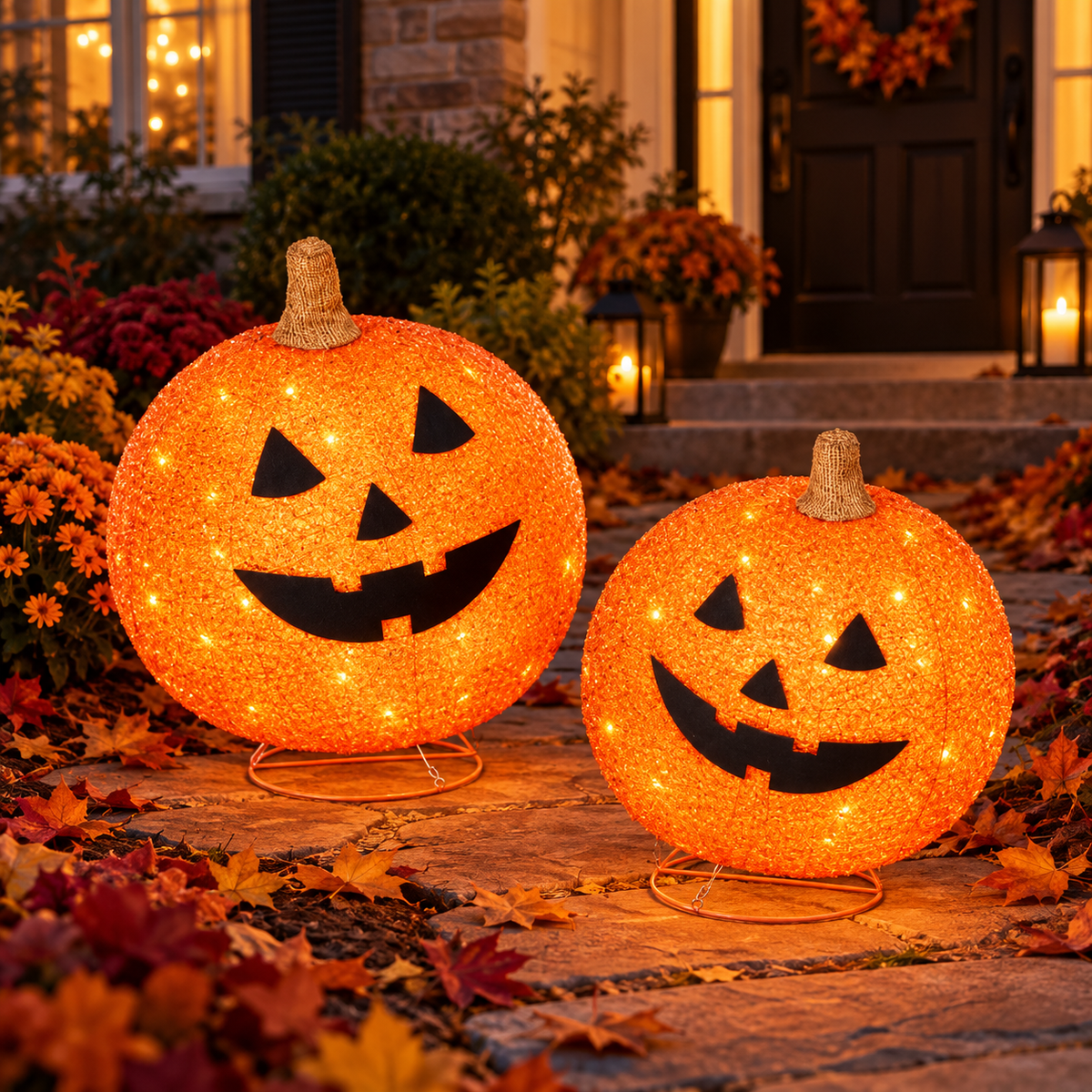 2pc Lighted Pop-Up Halloween Pumpkin Set