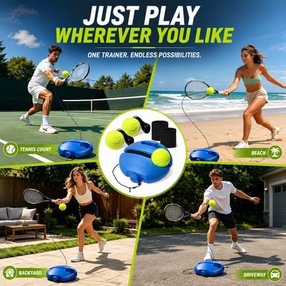 🎾 Last Day 60% OFF⏰Solo Tennis Trainer Rebound Set – Practice Anytime, No Partner Needed，3 Balls
