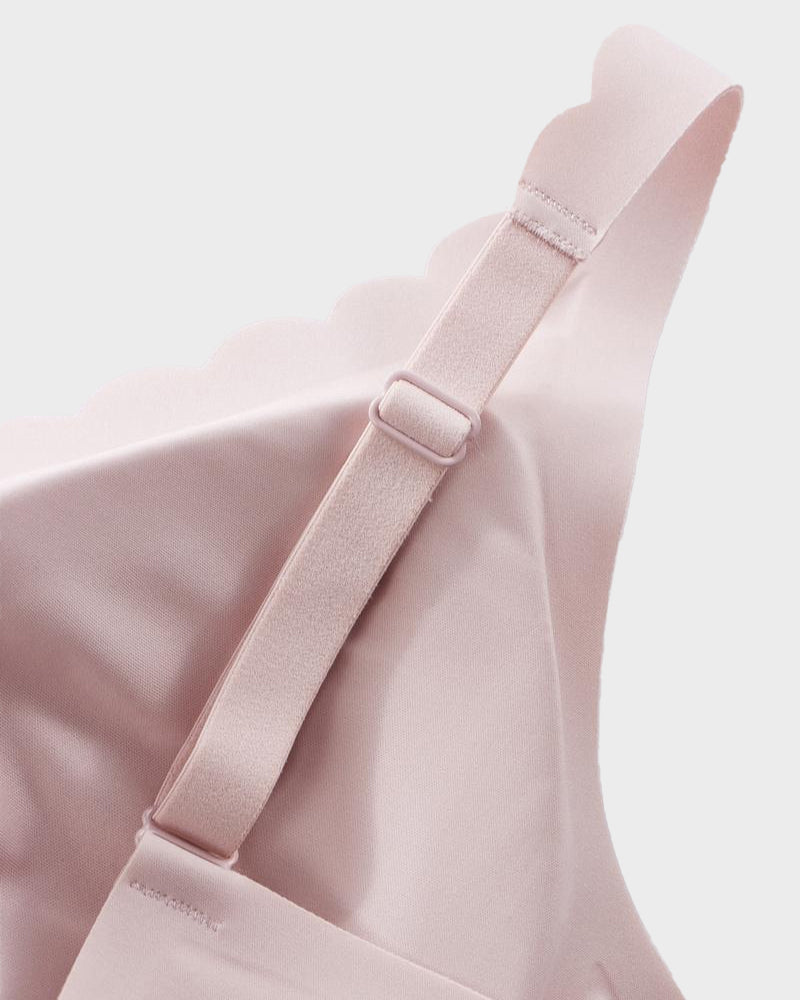 Jelly Wireless Bra with Scalloped Edge and Deep V Neckline