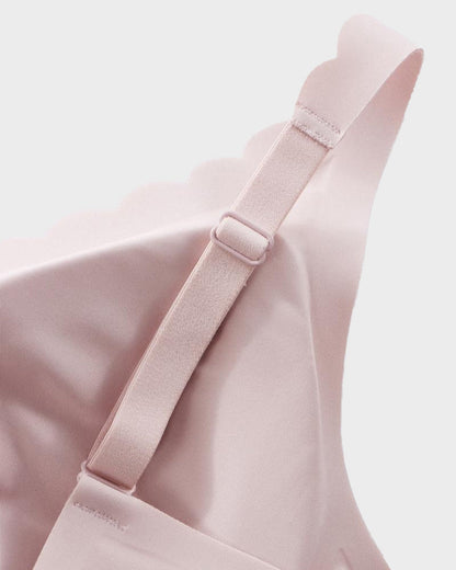 Jelly Wireless Bra with Scalloped Edge and Deep V Neckline