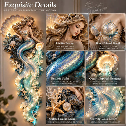 ⏰Limited Stock 50% OFF - 🌊✨ Enchanted Ocean Legends Lighted Wall Décor Collection 🐋🧜‍♀️
