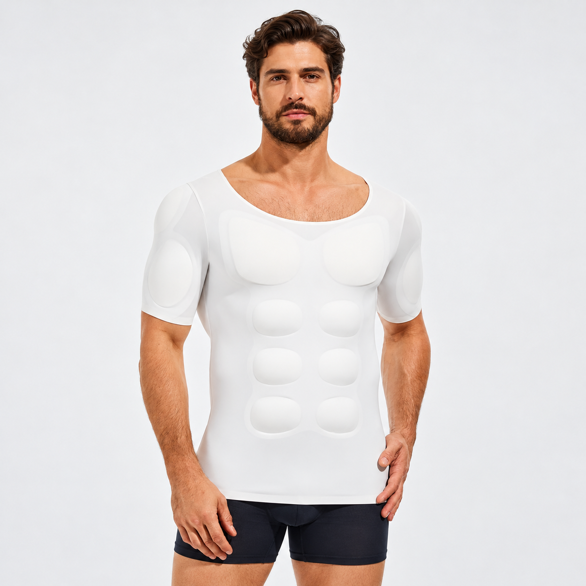 Men's Compression Shirt with Removable 3D Muscle Pads