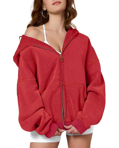 Oversized Unisex Acid Wash Zip Hoodie