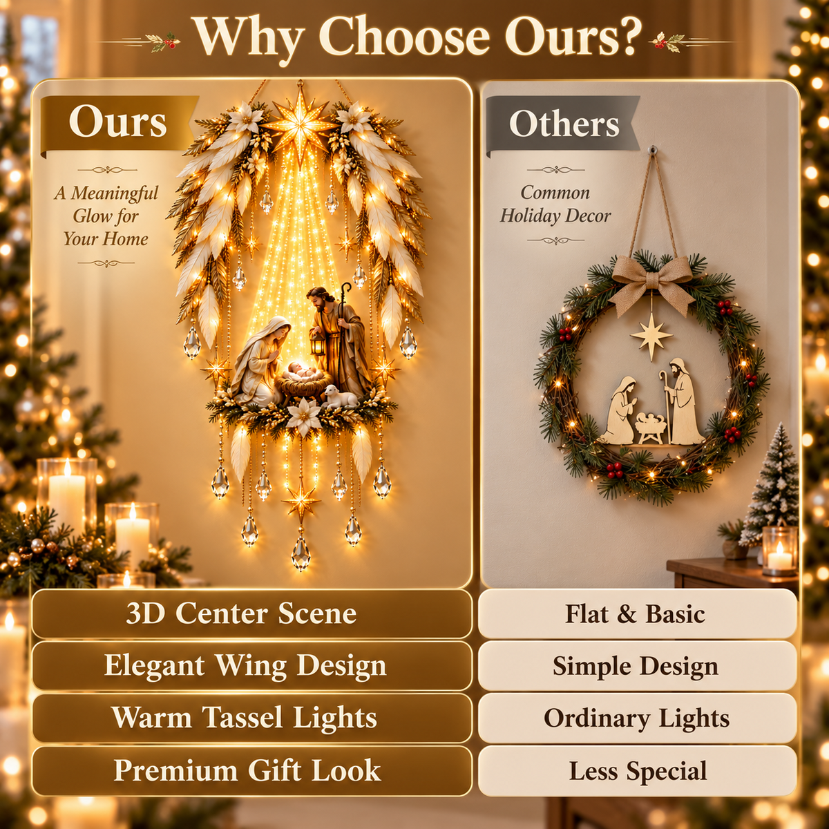 👼 Heavenly Angel Wings Nativity Light✨ – Lighted Christmas Wall Decor  ✈️