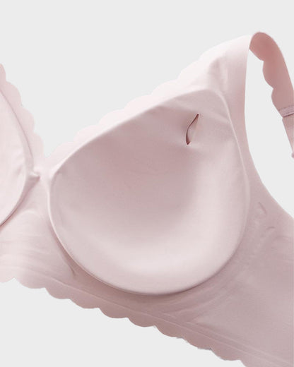 Jelly Wireless Bra with Scalloped Edge and Deep V Neckline