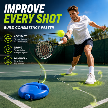 🎾 Last Day 60% OFF⏰Solo Tennis Trainer Rebound Set – Practice Anytime, No Partner Needed，3 Balls