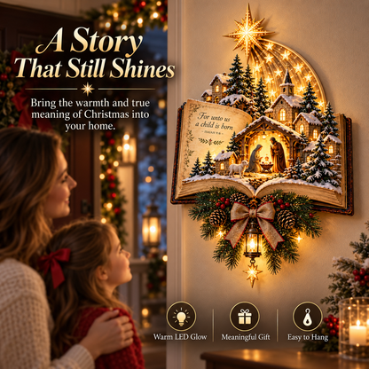 ✨Last Day 49% OFF✨✝️ A Story That Still Shines – Lighted Nativity Christmas Wall Decor✨🎄