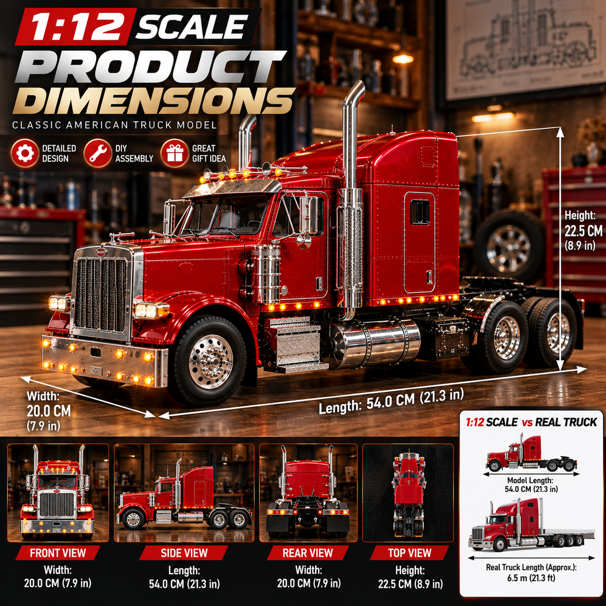 Classic American Semi Truck Model Assembly Kit – product view 2
