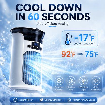 ⏰Last day Promotion 🔥3-in-1 Portable Air Cooler ❄️ Portable Mist Air Cooler with LED Night Light