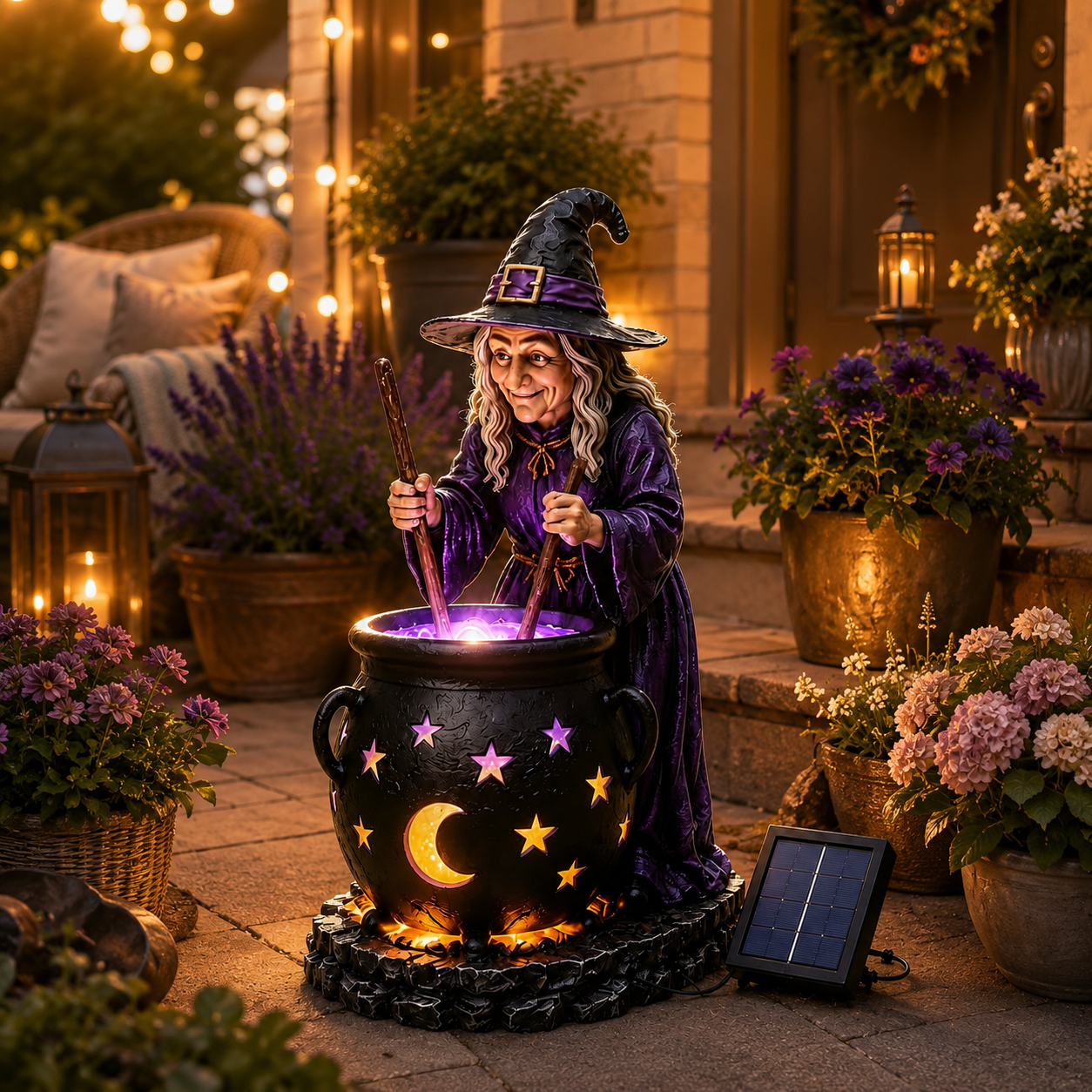 🧙‍♀️Halloween Witch Glowing Cauldron Solar Light🎃