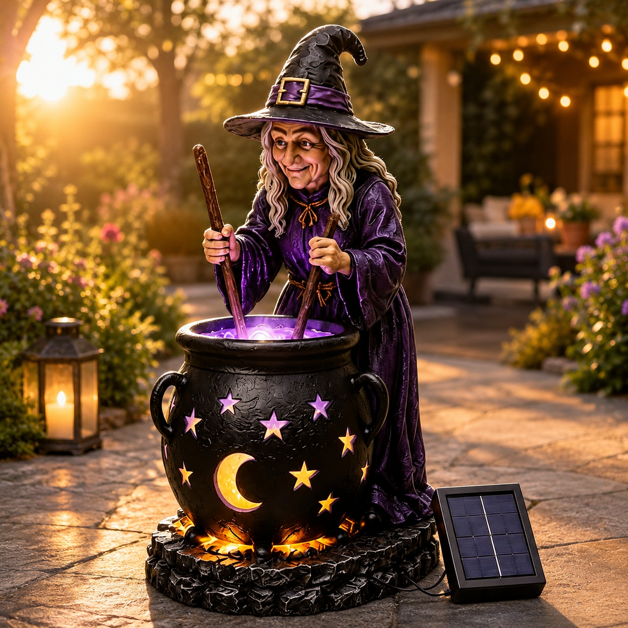 🧙‍♀️Halloween Witch Glowing Cauldron Solar Light🎃
