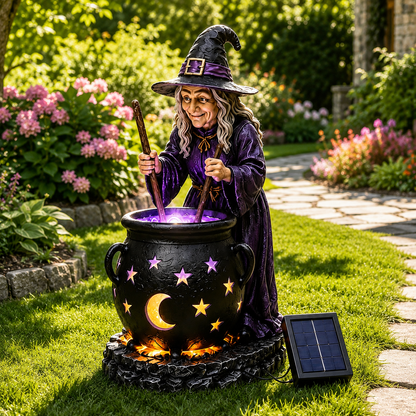 🧙‍♀️Halloween Witch Glowing Cauldron Solar Light🎃