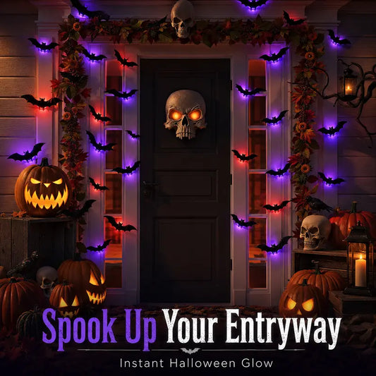 Luces decorativas LED de murciélago 3D – Juego de 12/24 decoraciones espeluznantes de Halloween