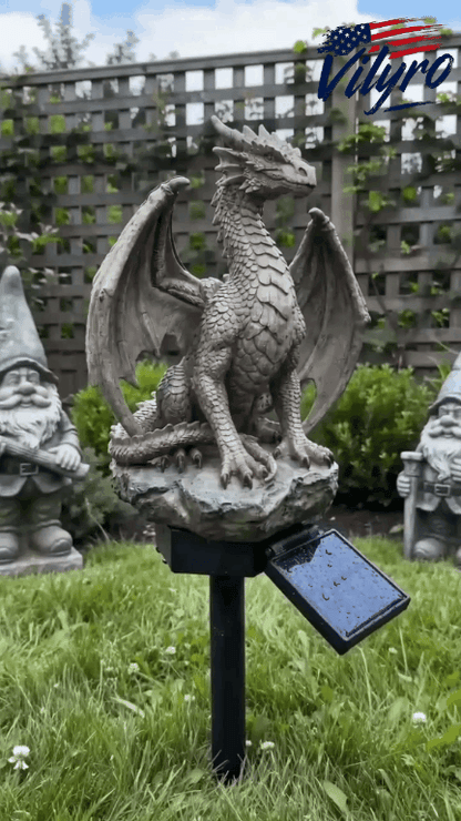 🔥LAST DAY 50% OFF✨Solar Dragon Garden Statue Light – Golden Ember Fantasy Outdoor Decor