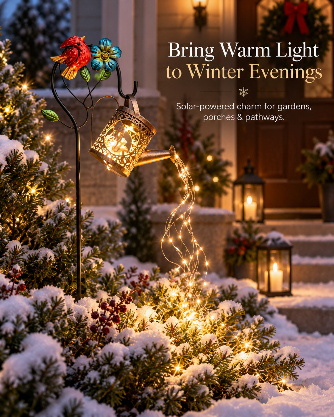 🔥 Limited-Time Offer | Solar Cardinal Watering Can Garden Light – Beautiful by Day, Glowing by Night ✨
