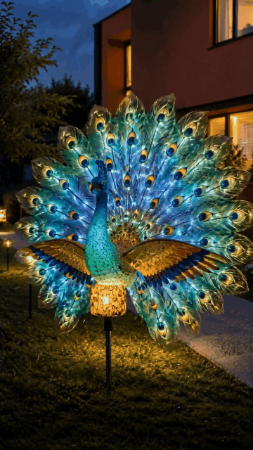 Solar Peacock Garden Sculpture