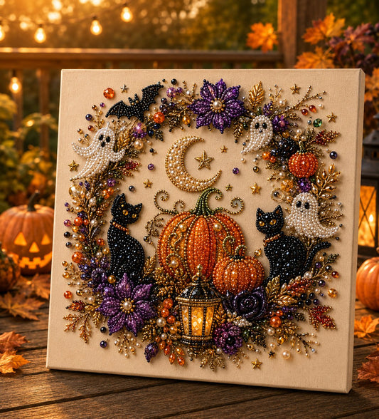 🎃 Last Day 50% OFF – 💀👻✨ Halloween Pearl Art DIY Kit – Turn Tiny Pearls into Spooky-Cute Magic