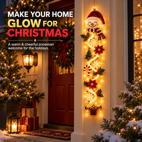 ☃️ Lighted Snowman Christmas Hanging Decor – Warm Holiday Porch & Doorway Decoration