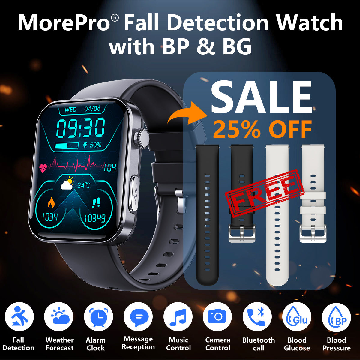 Best Upgrade PulseMax Fall Detection Watch With Blood Glucose+Blood Pressure Monitoring+Calls 2026
